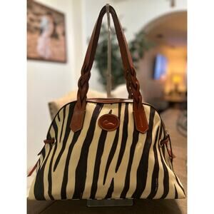 Vintage Dooney & Bourke Zebra Print Satchel Bag